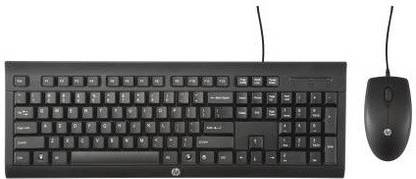 HP C2500 Wired Combo keyboard and Mouse Wired USB Standard Desktop Keyboard Compatible with Desktop, Laptop, Mac