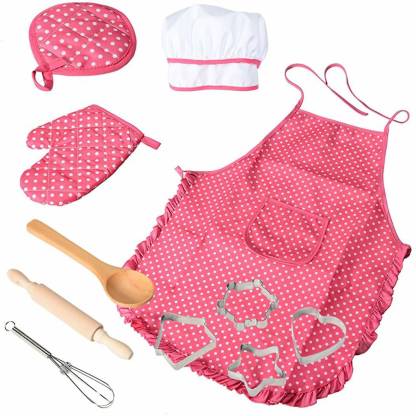 New Childs Chef Apron Hat Set Childrens Kichen Cooking Baking Cooks Kids Toys