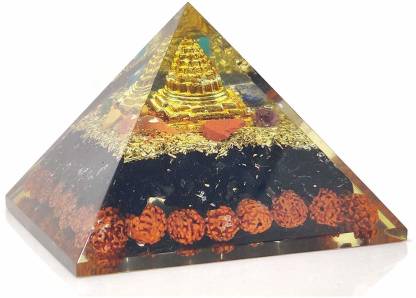 X-LG Orgone Pyramid with Rudraksha Beads 7 Chakras & OM Symbol EMF Protection