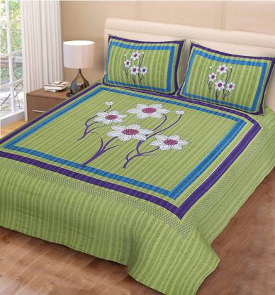 Rajdhani Collection 104 TC Cotton King Floral Flat Bedsheet