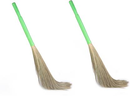 3D METRO SUPER STORE Soft Broomstick Mop Jhadu Wooden Set Of 2 Wooden Dry Broom