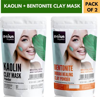paiya organics Bentonite Clay & Kaolin Clay Powder Face Mask For Whitening