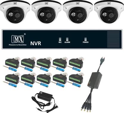 MX IP CCTV Cameras 2 MegaPixel Kit 4 Channel HD System w/ RJ45 Plug Cat6 cable Power supply & 1 NVR 30 Mtrs - Set 20 Security Camera