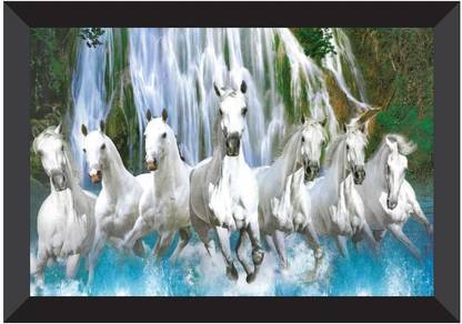 1 Art Of Creations 7 Running Horses with waterfall Digital Reprint 11 inch x 14 inch Painting