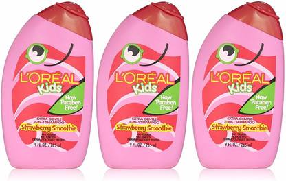 L'Oréal Paris Kids Strawberry Smoothie 2-in-1 Shampoo for Extra Softness, 9 fl. Oz. (Pack of 3)