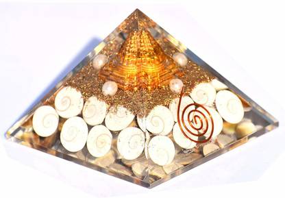 Orgonite Shop Gomti Chakra Orgonite Pyramid Crystal Healing Reiki Feng Shui Home Office Gift Positive Energy Peace Meditation Metaphysical Spiritual Health Wealth Vastu Correction Decorative Showpiece  -  6 cm