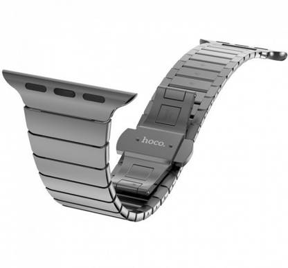 ROBUSTRION iWatch Straps 42mm, 44mm Stainless Steel Strap with Folding Metal Claps Classic Buckle Wrist Watch for iWatch Band Series 1 2 3 and 4 (Jet Black) WATCH NOT INCLUDED Smart Watch Strap