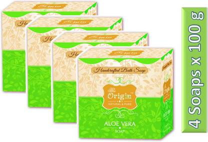 THE ORIGIN Aloevera Soap | Pack of 4 Soaps ( 4 x 100g = 400g)