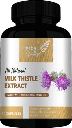 HerbalValley Milk Thistle | Silymarin Marianum | Liver Support 60 Capsules