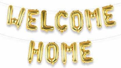 Wanna Party Solid Welcome Home Balloon Banner (Gold) Balloon