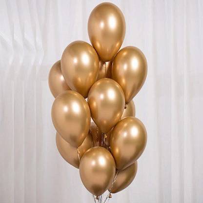 Wanna Party Solid Chrome Balloons (9 Inch, Gold, 50 Piece) Balloon