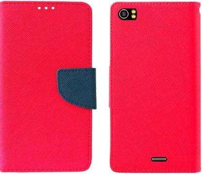 MYSHANZ Flip Cover for LAVA X5 4G, LAVA X5 4G flip cover, LAVA X5 4G Desginer Flip cover, LAVA X5 4G mobile flip cover (Red)