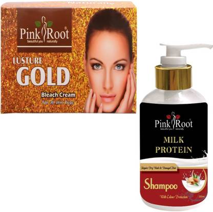 PINKROOT Gold Bleach 250gm with Milk Protein Shampoo