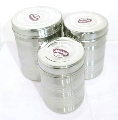 Bhawani Steel Container 500 Ml To 1 5 Kg Size 3 Pcs Dibba Set 750 Ml 1000 Ml 1500 Ml Steel Tea Coffee Sugar Container Price In India Buy Bhawani