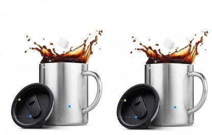 Femora Cabone Stainless Steel Double Wall Tea & Coffee With Steel Handle Carbon Steel Coffee Mug