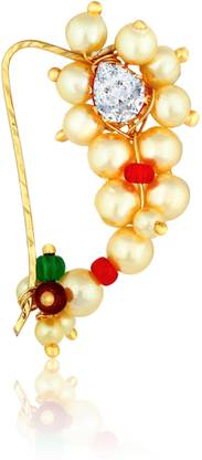 मीनाज़ Cubic Zirconia, Ruby, Pearl, Emerald गोल्ड प्लेटेड प्लेटेड कॉपर, पीतल, स्टोन नथिया