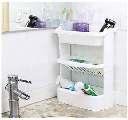 HARISWARUP Multipurpose Plastic 3 Layer Bathroom Organizer Kitchen Storage Rack/Shelf Plastic Wall Shelf