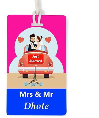 Apur Mrs and Mr.Dobriyal Just Married Design.No.3 Luggage Tag