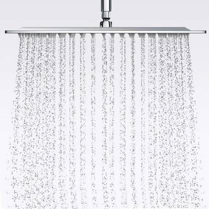 Qrocs 12x12" Stainless Steel Square Overhead Without Arm, Chrome Finish | Big Rain Shower Head