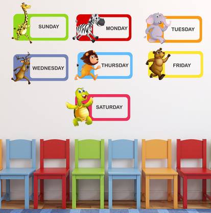 Wallzone 90 cm Week Days Removable Sticker