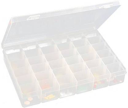 TINSUHG 36 Grid Transparent Plastic Box with Adjustable Partitions for Storing Drawer Divider
