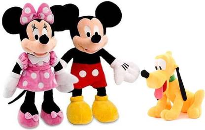 Pasanda combo of mickey mouse And minnie mouse with pluto dog- best quality soft toy  - 32 cm