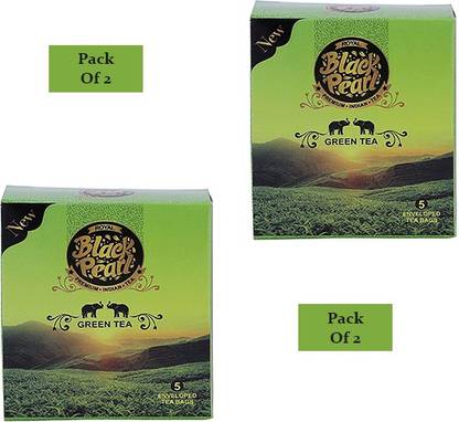 Royal Black Pearl Green Tea - 5 Tea Bags Unflavoured Green Tea Bags Box ( Pack Of 2 ) Green Tea Bags Box (10 Bags) Green Tea Bags Box