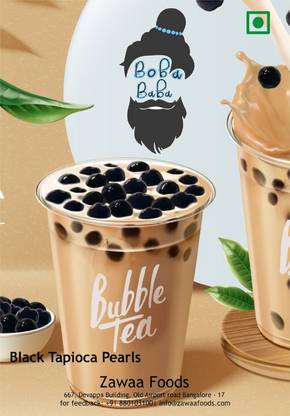 zawaa Black Tapioca Pearl Black Tea Glass Bottle