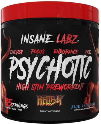insane labz HELLBOY PSYCHOTIC PRE WORKOUT BLUE RASPBERRY FLAVOUR STRONGEST PRE WORKOUT