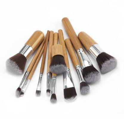 nakedplus Professional Kabuki Makeup Brushes Set – 11 Pc Wooden Handle