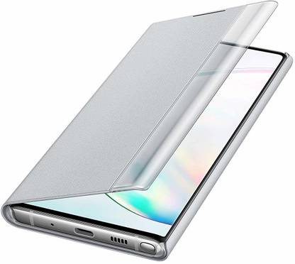 Midkart Flip Cover for Samsung Galaxy Note 10 Silver Flip Case with Auto Sensor S-View Cover