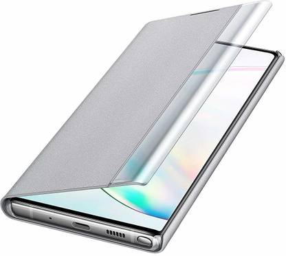 Midkart Flip Cover for Samsung Galaxy Note 10 Plus / Note 10+ Silver 100% Original S-View Cover with Auto Sensor