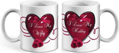 Wagwan I Love my Hubby Best Gift for Husband, I Love my Wifey Best Gift for Wife Combo Pack of 2 Ceramic Coffee Mug