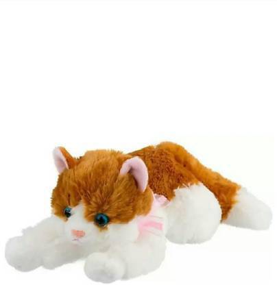 A Little Swag Sleeping Musical Cat with Sound Meow Plush Animal Figure Soft Stuffed Toy for Kids  - 25 cm