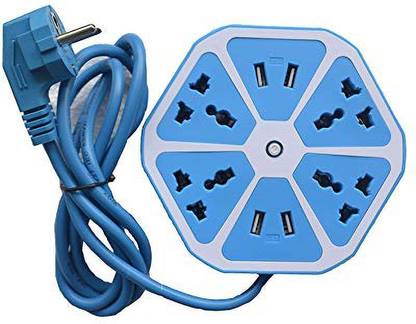 Remeka Hexagon Socket Extension Board with 4 USB 3.1Amp Charging Point Universal USB Charger 6 Socket Surge Protector 4  Socket Extension Boards