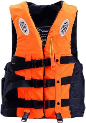 7Trees 3-Buckle Life Jacket with Whistle & Crotch Straps, For ADULTS Weighing 55 - 75 KG Swim Floatation Belt