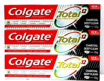 Colgate Total Charcoal Deep Clean Anticavity Toothpaste 120 gm Pack of 3 Toothpaste
