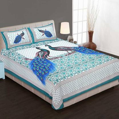 shree sd creation 170 TC Cotton Double Printed Flat Bedsheet