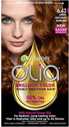 GARNIER Olia Oil Powered Permanent Hair Color , Light Natural Auburn