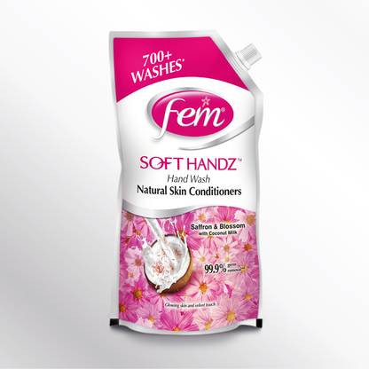 Fem Soft Handz Hand Wash Enriched with goodness of Saffron & Blossom with Coconut Milk Hand Wash Pouch
