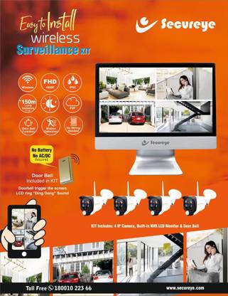 SECUREYE WIRELESS NVR SURVEILLANCE KIT WITH MONITOR Security Camera