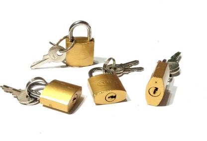nawani Brass Pad Locks Suitcase, Luggage and for Many Use( Pack of 4 ), Size 20/25 mm Chain Lock