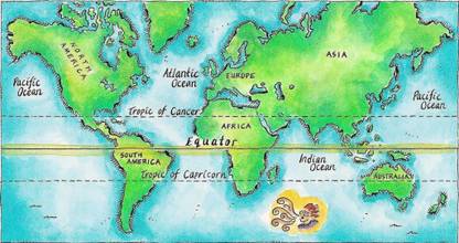 Equator map poster with lines Paper Print