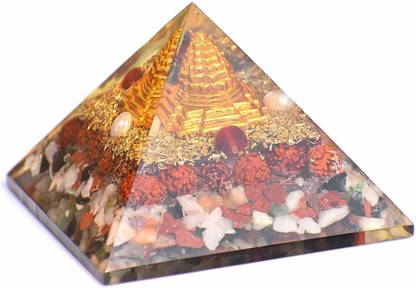 Orgonite Shop Energy Generator Shri Yantra Orgone Feng Shui Pyramid for Ultimate EMF Protection and Spiritual Healing, Wealth Attraction Decorative Showpiece  -  6 cm