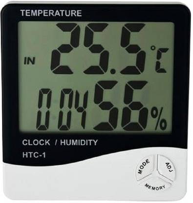 baluda Digital White, Temperature Humidity Time Display Meter with Wall Mount or Table Top Alarm Clock Clock