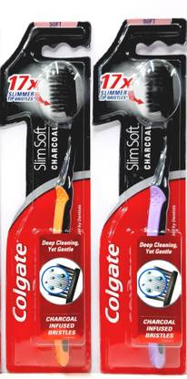 Colgate Slim Soft Charcoal Toothbrush Soft bristles Soft Toothbrush