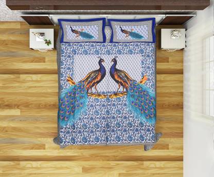 HNG 104 TC Cotton Double Jaipuri Prints Flat Bedsheet
