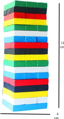 Baccha Party Multicoloe Mini Jenga Tumbling Wooden Tower Buliding Block Party Game with 1 Dice