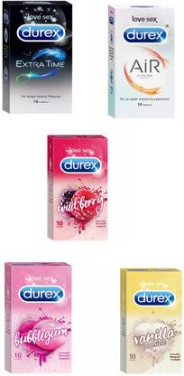 DUREX vanilla, banana, strawberry, extra time, air Condom