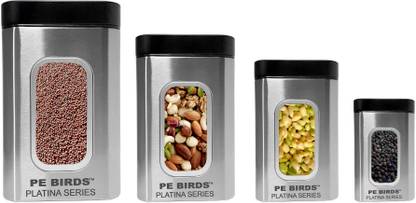 PE BIRDS Steel Grocery Container  - 2750 ml, 2200 ml, 1650 ml, 900 ml
